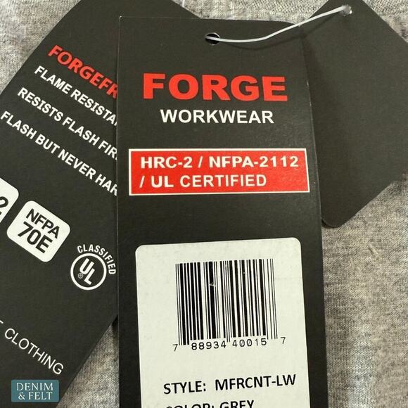 Forge FR Gray Flame Resistant Lightweight Long Sleeve Crew Work Shirt NEW~NWT - Picture 9 of 10